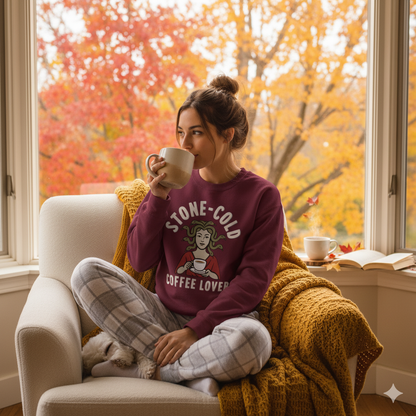Stone-Cold Coffee Lover Crewneck Sweatshirt, Cozy Crewneck, Unisex